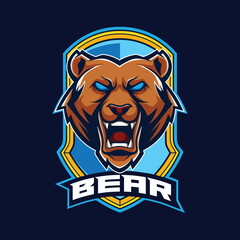 Vector grizzly bear mascot logo template