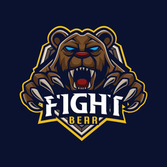Vector grizzly bear mascot logo template