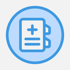 Medical book icon in blue style, use for website mobile app presentation