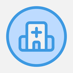 Obraz premium Hospital icon in blue style, use for website mobile app presentation