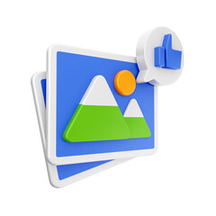 3d social media like photo icon illustration render