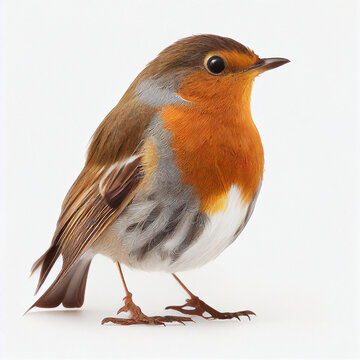 European Robin full body image with white background ultra



