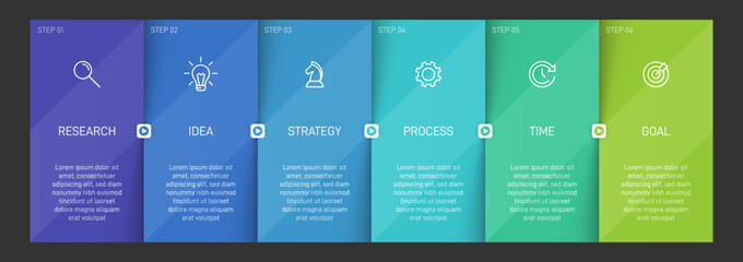 Vertical infographic design with icons and 6 options or steps. Thin line. Infographics business concept. Can be used for info graphics, flow charts, presentations, mobile web sites, printed materials.