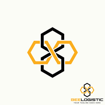 Logo design graphic concept creative abstract premium free vector stock unique lineout bound 4 hexagons like bee house. Related to animal or precision