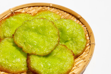 Deep fried rice flour pandan flavour