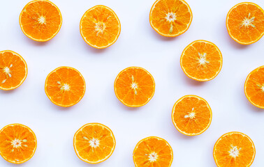 Orange fruit on white background.