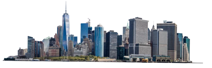 Foto op Plexiglas Skyline Panorama of Lower Manhattan, view from the South, transparent PNG.