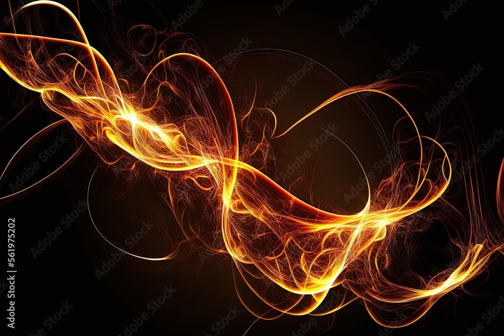 Poster sparks and fire lines in abstract radiating rays of light generative ai