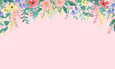 Floral and leaf card. watercolor design. For banners, posters, invitations, etc.