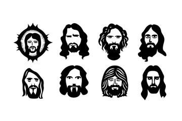 Jesus Christ Illustration, Jesus Illustration set, vector Jesus, Jesus vector, Jesus faces, Jesus heads
