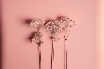 Flower on  pink background. Generative Ai.