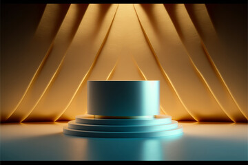 Minimalism abstract background pedestal illustration, podium, stage, gold background, Generative ai