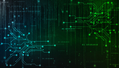 Abstract futuristic circuit board Illustration, Circuit board with various technology elements. Circuit board pattern for digital abstract technology background