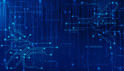 Abstract futuristic circuit board Illustration, Circuit board with various technology elements. Circuit board pattern for digital abstract technology background