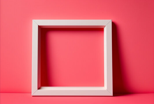 pink  picture frame for insert text or image inside on pastel pink color.  Generative Ai.