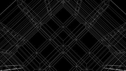 black wireframe geometric structure background