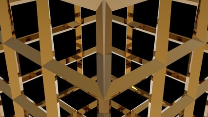 bronze 3d modern wireframe geometric structure background