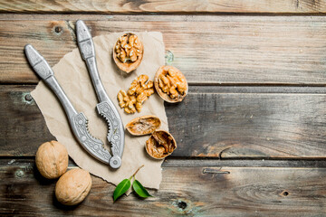 Shelled walnuts with a Nutcracker.
