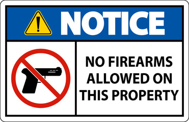 Notice Sign No Firearms Allowed On This Property