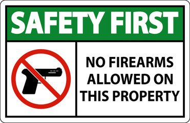 Safety First Sign No Firearms Allowed On This Property
