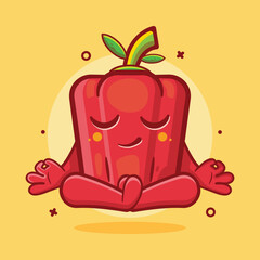 cute red paprika character with yoga meditation pose isolated cartoon in flat style design