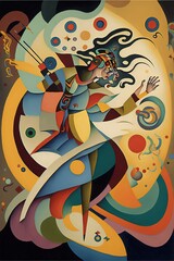 Dancers from Central America and Mexico, Muted colors, Abstract illustration made with Generative AI
