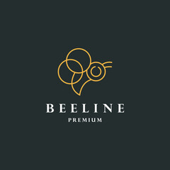 Bee Logo Design With Luxury Gold Colour. Bee Logo Template.