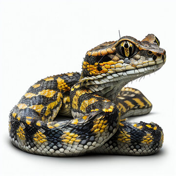 Fer-de-lance Snake full body image with white background ultra



