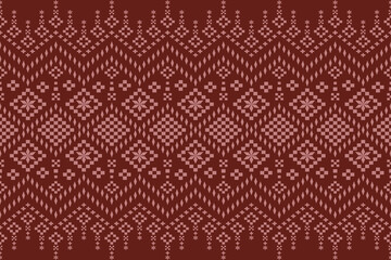 Red traditional ethnic pattern paisley flower Ikat background abstract Aztec African Indonesian Indian seamless pattern for fabric print cloth dress carpet curtains and sarong