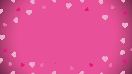 A valentine's day background design with heart shapes and gradient. Valentine's day banner with space for text message in the center. clean minimal love background with pink color pallet.