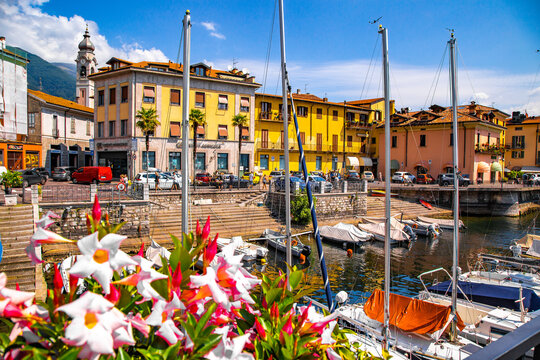 Street view of Menaggio town in lake Como, Lombardy, northern Italy