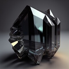 Black quartz gemstone, precious stone, illustration made with Generative AI
