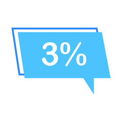 Off 3. Template with discount. Sale offer price sign. Price label. Vector illustration.