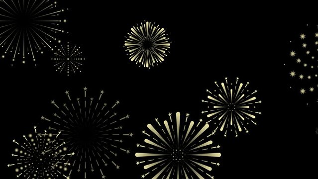2d animation of fireworks in cartoon style.