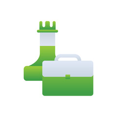 Business Strategy business management icon with green duotone style. Concept, presentation, communication, finance, teamwork, technology, brainstorming. Vector illustration