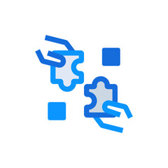 Cooperation business management icon with blue duotone style. Company, respect, collaboration, deal, isolated, resource. Vector illustration