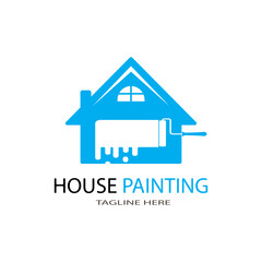 simple house painting logo design template illustration