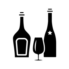 wine glass bottles icon vector template design collections flat trendy