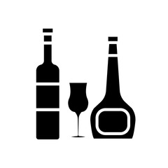 wine glass bottles icon vector template design collections flat trendy