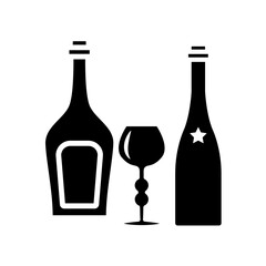 wine glass bottles icon vector template design collections flat trendy