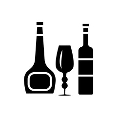 wine glass bottles icon vector template design collections flat trendy