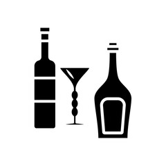 wine glass bottles icon vector template design collections flat trendy
