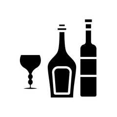 wine glass bottles icon vector template design collections flat trendy