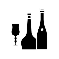 wine glass bottles icon vector template design collections flat trendy