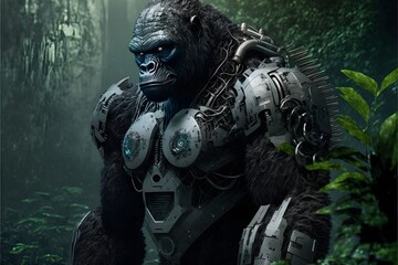 Fototapeta na wymiar Cyborg robot gorilla.