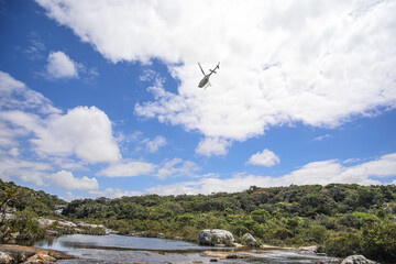 Wild Coast Waterfall watched by Helicopter