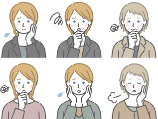 困る白人女性の上半身セット