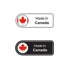  Made in Canada vector label with Canadian flag in two different styles