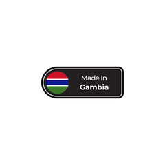 Made in Gambia png black label design with national flag