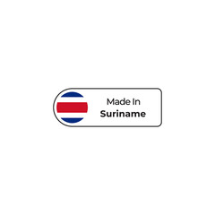 Made in Suriname png label design with flag and text